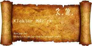 Klekler Márk névjegykártya